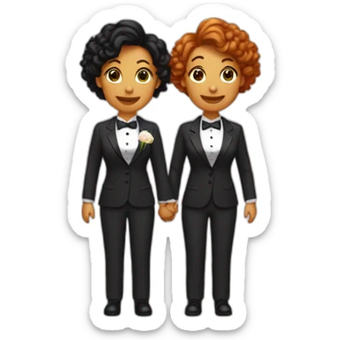 Two lesbians Just married in love one wearing a suit sticker