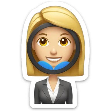 Business woman holding a gong drum sticker