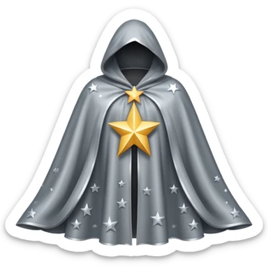 a fantasy  magic, silver color with star pattern cloak sticker