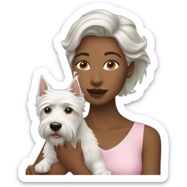 woman with a westie dog girl sticker