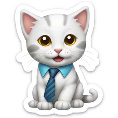 happy kitten wearing a tie sticker