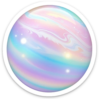 Pastel white divine iridescent shiny sparkly glorious glowing celestial cloudy marble ball sticker