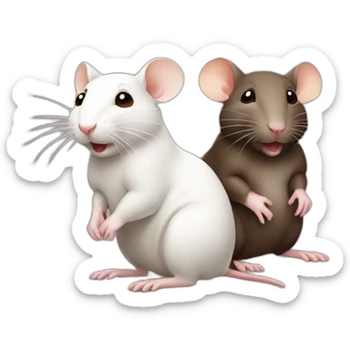 Three cute rats, one white, the other two brown sticker