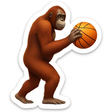 Orangutan dribbling a basketball sticker