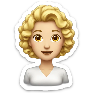 Mujer de 54 años elegante con  pelo muy muy corto rubio pensando sticker