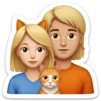 blond-hair-girl-and-brown-hair-man-and-orange-cat sticker