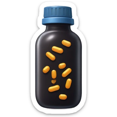 Dark glass bottle with supplements  sticker