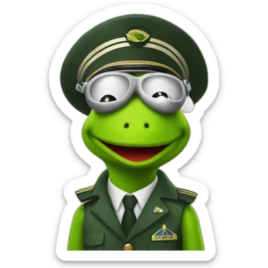 kermit as airline pilot sticker