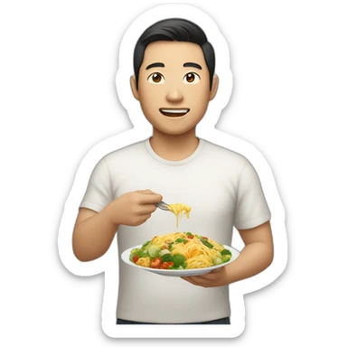 stereotypical asian man who loves food sticker