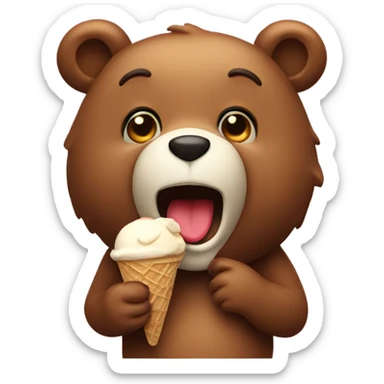 Bear eating ice cream sticker