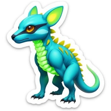 Tropical futuristic lush neon Fionbri-Vernid-Protogen-creature (full body) sticker