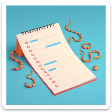 a to-do list paper that is extremely long, curling up and down like a snake, filled with many tiny checkboxes, fading into the distance to look never-ending sticker