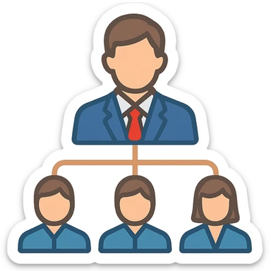 network marketing professional, flat design, group of people connected by lines, business attire, simple and bold sticker