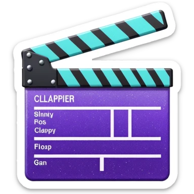 Glitter purple and cian clapperboard sticker
