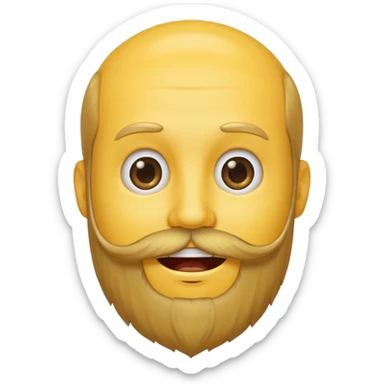 A yellow smiley emoji with a beard growing out of the top of his head, where his head hair should be. There is no beard on his face sticker
