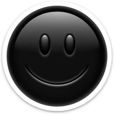 Circle black smiling face sticker