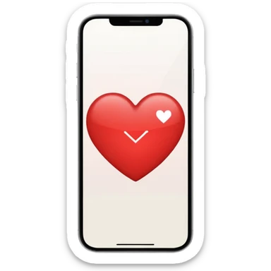 smartphone screen with a heart and text lines sticker