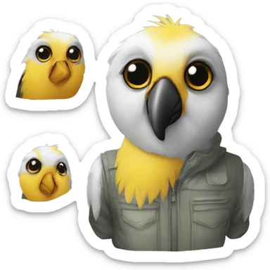 bird passport photo waring hoodie sticker