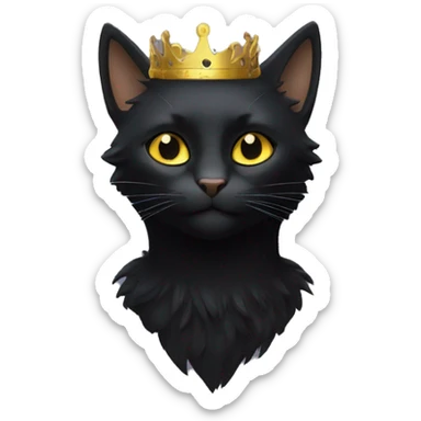 Chat noir avec une couronne sur la tête  sticker