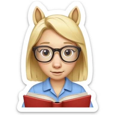 blondie horse read book with glasses sticker