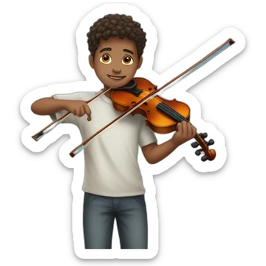 boy-standing-in-a-colored-sea-while-holding-violin sticker