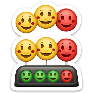 A statisfaction scale with three smileys (red, yellow, green) sticker