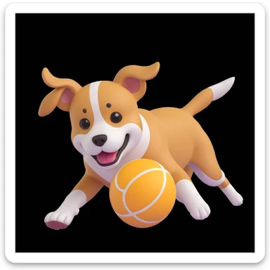 dog chasing ball in forrest, close up pose sticker