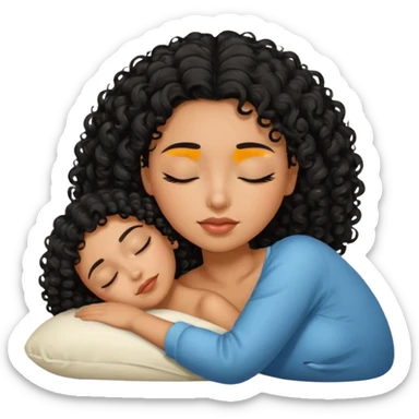 latina girl with black curly hair sleeping sticker
