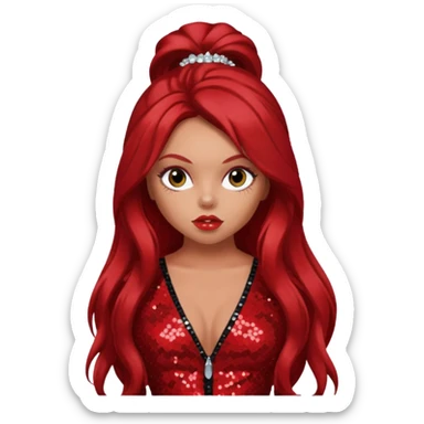 Jesy Nelson from Little Mix with long red hair, red sequin outfit sticker