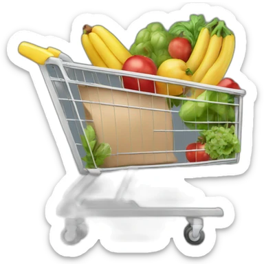 shopping cart filled with groceries sticker