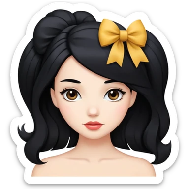 a  beautiful woman with a black hair and a bow in her hair  sticker