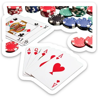 live casino with cards and chips sticker