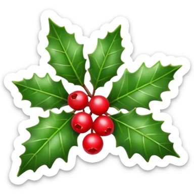 Individual small Christmas holly sticker