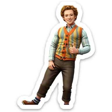 happy boy in striped vest sticker