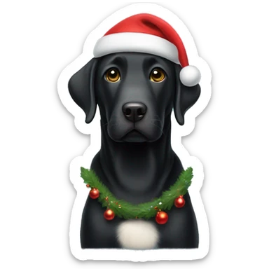 Black Labrador Retriever with a Christmas hat on  sticker