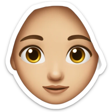 Brunette cute round face large brown eyes long hair with middle split sticker