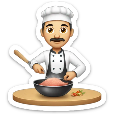 Azerbaijani man cooking an ostrich sticker