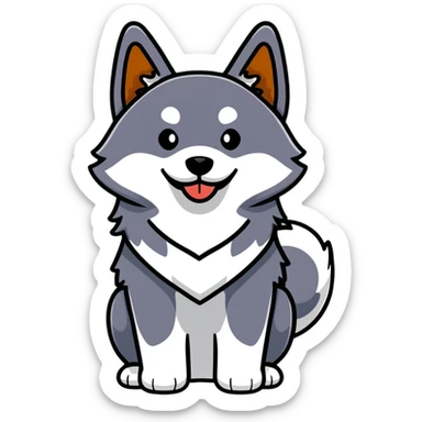 happy cinnamon colored husky dog sticker