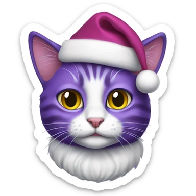 Purple Christmas cat sticker