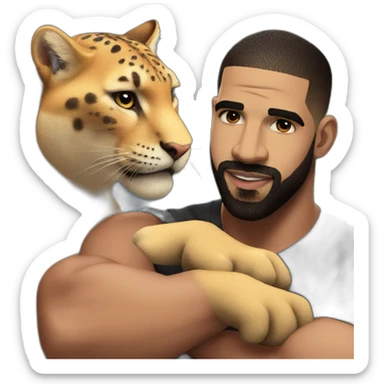 drake flexing with big cat sticker