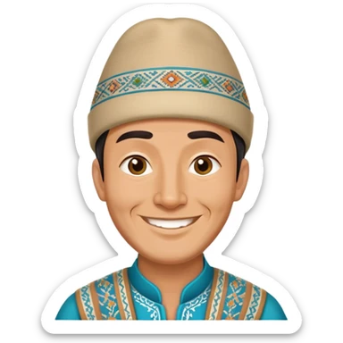 Traditional Uzbek man wearing doppi hat sticker