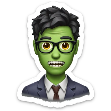 Zombie nerd with dark hair sticker