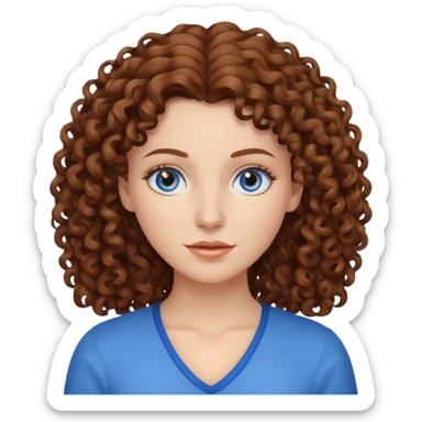 White woman with brown curly hair sticker