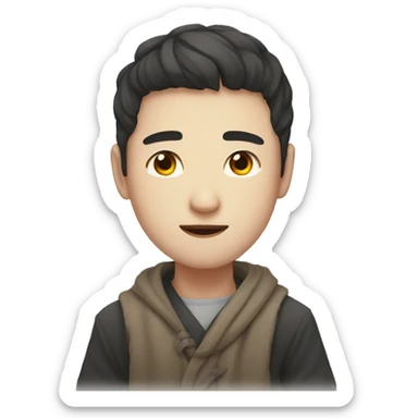 He has uneven eyes and he's a Korean and he draws it nicely sticker