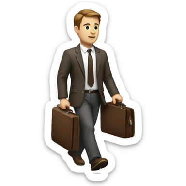 White man brown hair walking with briefcase facing right sticker