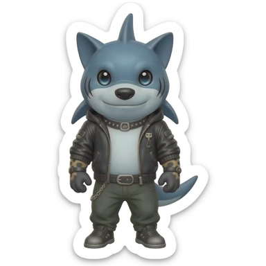 Cool badass edgy furry cute realistic Landhai-Shark-canine-Sharpedo-Hyena-hybrid-animal-Pokémon-Fakemon-fusion-creature  sticker