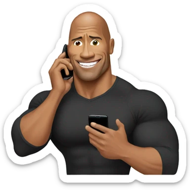 dwayne johnson with a mobile phone sticker