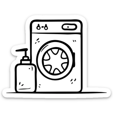 washing machine with detergent sticker