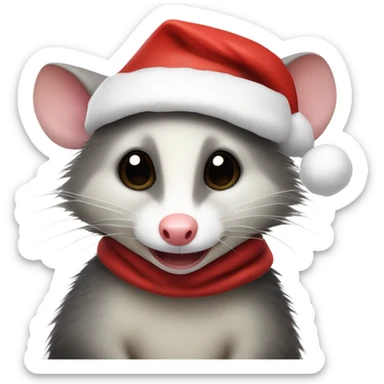 opossum wearing a santa hat  sticker