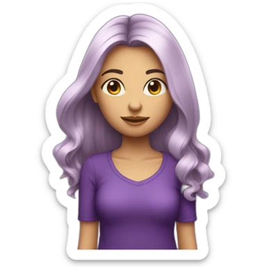 Fille au cheveux violets mi-long qui se tient debout droite en entier  sticker